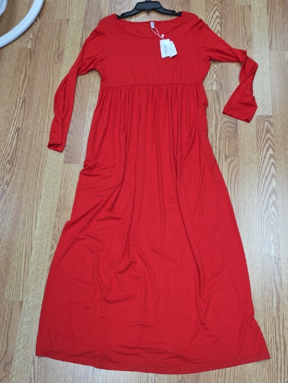 Red Long Sleeve Maxi Dressnew Dearcase Plus 2XL New with tag